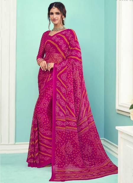Pink Colour STAR CHIFFON 67TH EDITION Ruchi New daily Wear Chiffon Bandhni Saree Collection 12801 A